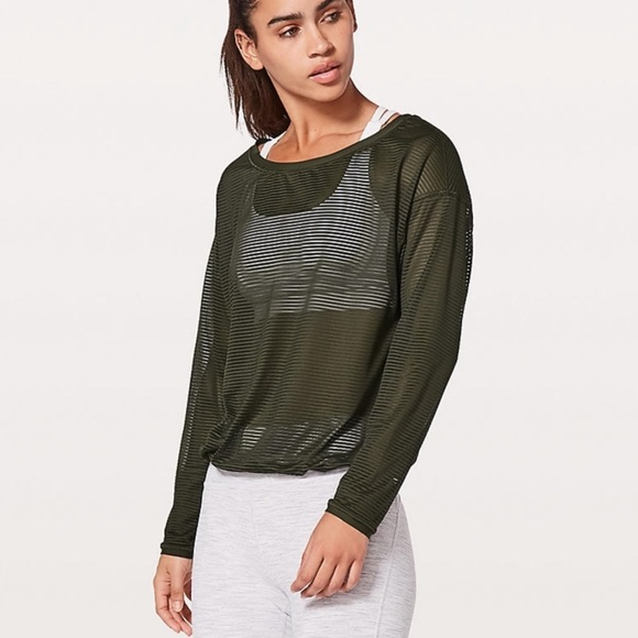 Lululemon Lean In Long Sleeve Top Dark Olive 12 - Picture 3 of 8